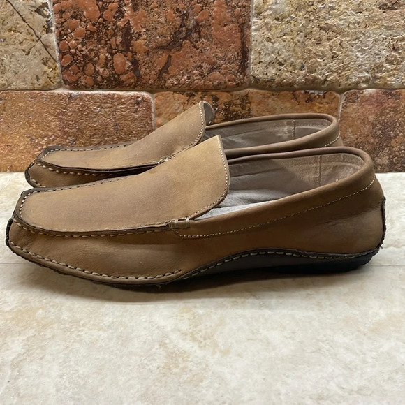 Varese Men’s Shoes Slip On Loafers Faux Leather Square Toe Light Brown Size 13 - Picture 9 of 15